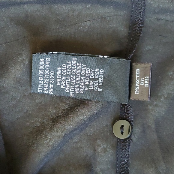 BCX Sheer Top, Size S, Long Sleeves, Striped Black&White with Yellow Detail. - Picture 12 of 12